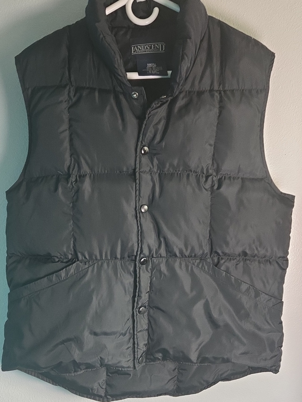 Lands' End Black Quilted Puffer Vest for Men